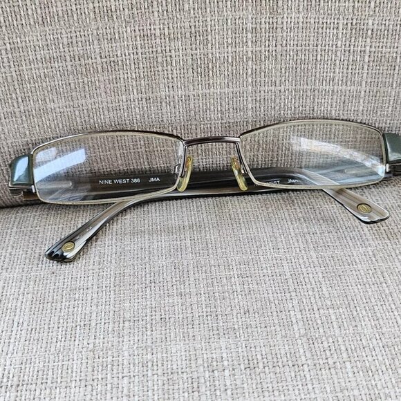 Nine West Vintage Eyeglasses Half Rim Olive/Gold Tone Glasses - Picture 3 of 12
